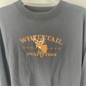 Vintage M&C Sportswear Whitetail Buck Embroidered Gray Sweatshirt Large